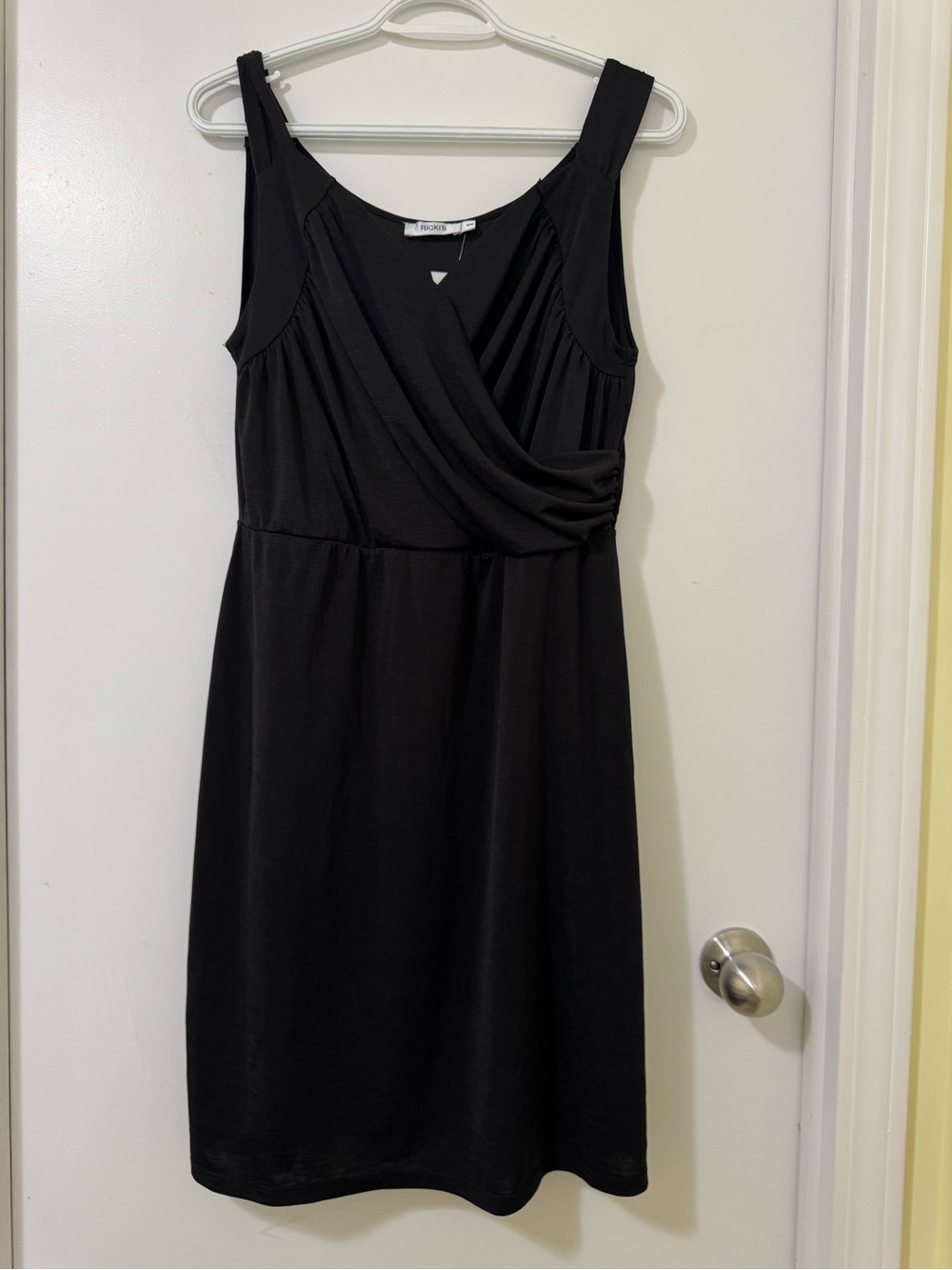 Ricki's Black Sleeveless Faux-Wrap Midi Dress with Scoop Neck